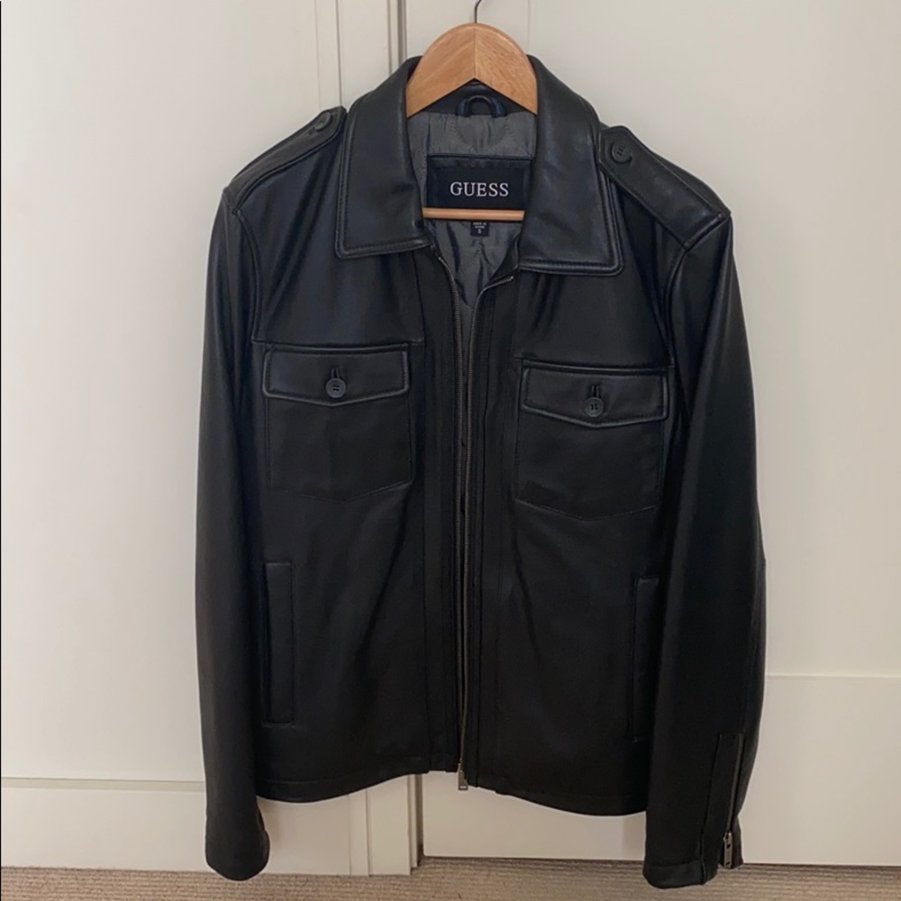 NWOT Vintage Guess Black Leather Jacket